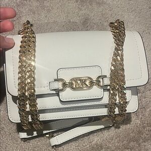 Michael Kors White Crossbody Bag with Gold Chain